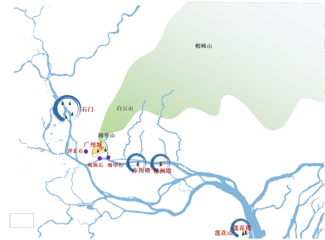 石门与“三塔三关锁珠江”示意图。