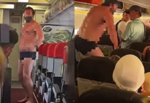 男子飞机上脱剩内裤 威胁跳机致航班迫降