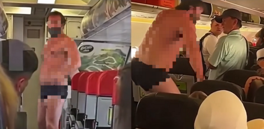 男子飞机上脱剩内裤 威胁跳机致航班迫降