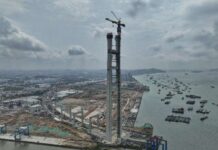 珠江口第一高塔狮子洋大桥主塔封顶,项目建设创5项世界第一